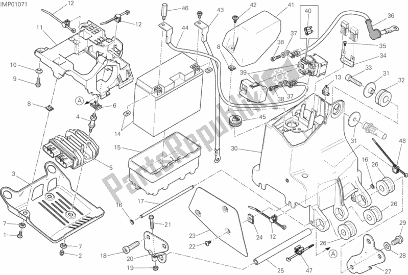 Tutte le parti per il Portabatteria del Ducati Monster 1200 S Brasil 2019